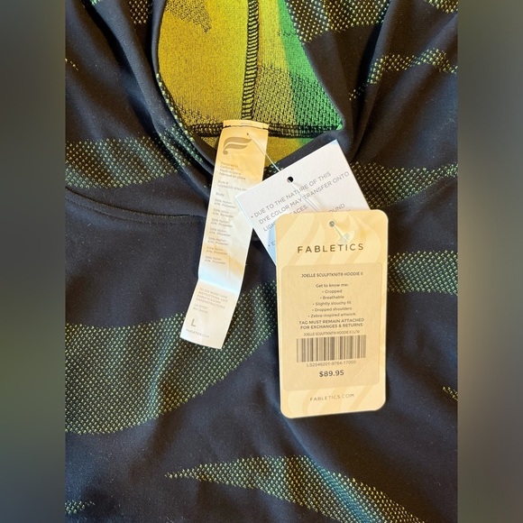 NWT Fabletics Joelle SculptKnit® Hoodie II Neon Zebra Black/Green Women Size L - Picture 6 of 9